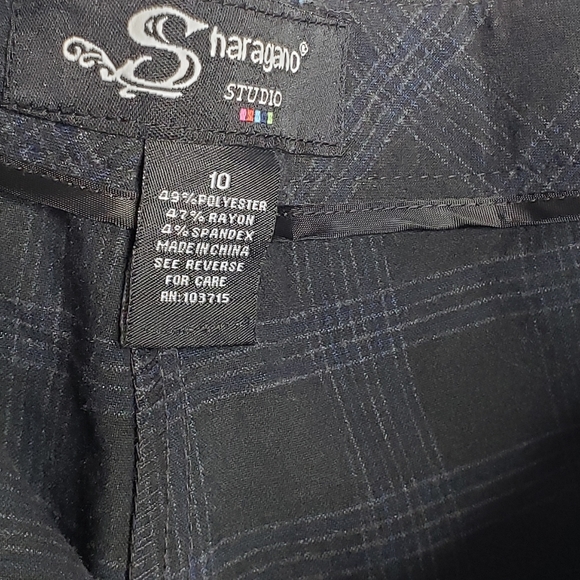 Windowpane plaid trousers tuck button pockets 10" mom rise wide leg pant… - Picture 8 of 13